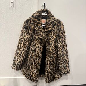 Women Oversized Leopard Faux Fur Jacket Coat